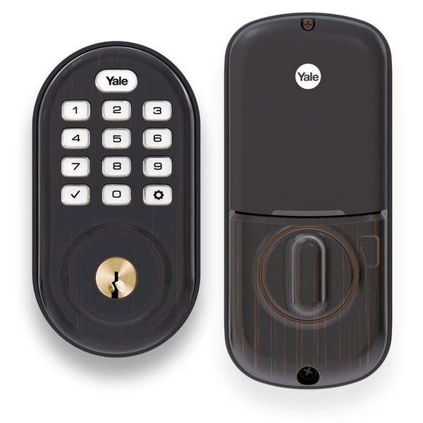 Yale Real Living Assure Lock Push Button Deadbolt with ZigBee US10BP Oil Rubbed Bronze Permanent Finish YRD216HA210BP
